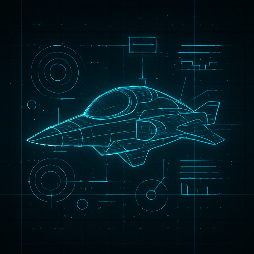 futuristic blueprint schematic